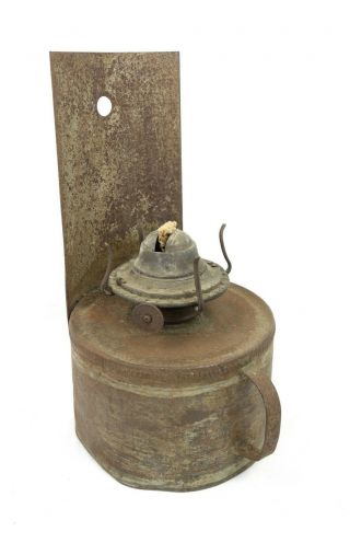 Antique Primitive Farm House Wall Hanging Rustic Tin Oil Lamp P & A Waterbury