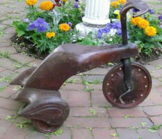 Antique Tricycle Sky Tot Airflow Art Deco Pressed Steel Streamlined Pedal Car