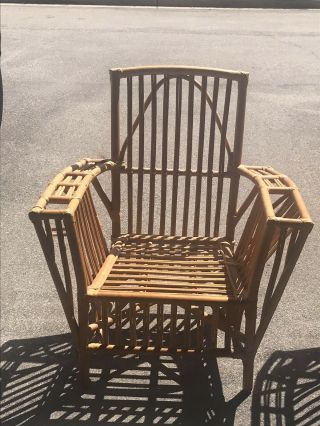 Vintage Palecek Rattan Chairs MCM Set 4