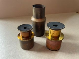 2 Early Style Microscope Eyepieces & Tube