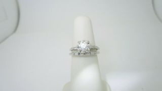 Antique Diamond Bridal Set Wedding Natural.  75 Ctw 14k White Gold Size 4 R1586