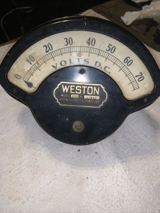 Antique Industrial Weston Electrical Instrument Voltmeter Gauge Model 271