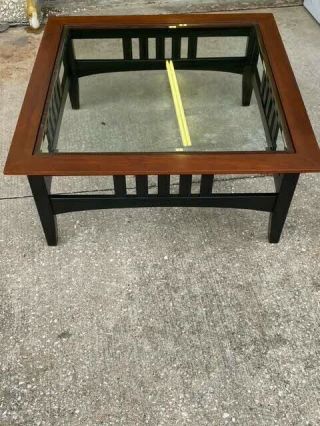 Ethan Allen American Impressions Square Coffee Table Cherry Glass,  Side Tables
