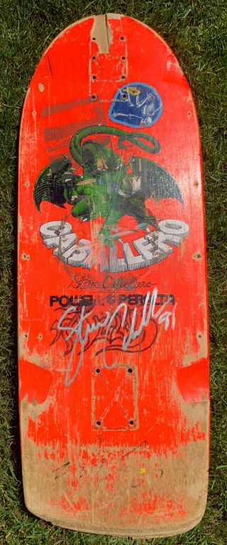 Vintage Powell Peralta Steve Caballero Autographed Orange Dragon Skateboard Deck