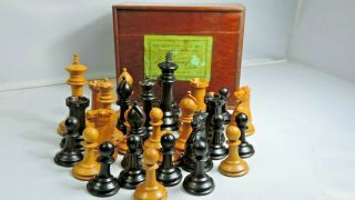 Antique Jaques Of London Staunton Ebony & Boxwood Chess Set
