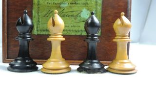Antique Jaques of London Staunton Ebony & Boxwood Chess Set 3