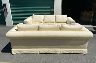 Gorgeous Ivory Tuxedo Back Custom Sofa Even Arm Couch Vintage Chic Only 1 Left