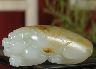 39.  5g Exquisite Chinese Natural Hetian White Jade Hand Carved Pi - Xiu Pendant