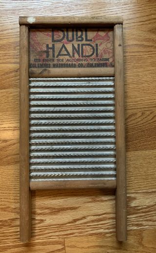 Dubl Handi Washboard Vintage Co Columbus Ohio Wash Board 18 " X 8 1/2 " Antique