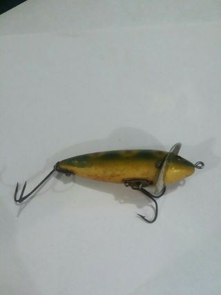 Vintage Wood Heddon 210 Surface Lure With Glass Eyes.