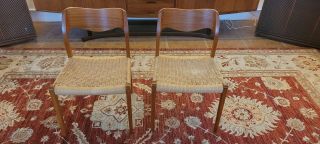 Vtg Pair Mid Century Modern Danish Teak Niels Moller Jl Moller Dining Chairs Mod