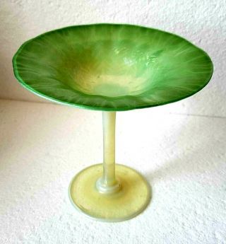 Antique Tiffany Studios Lct Favrile Tall Opalescent Compote