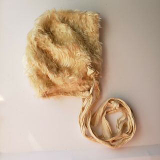 Vintage Bonnet Lg Infant Unisex Faux Fur Long Ribbon Ties