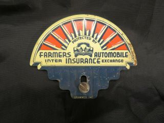 Antique Farmers Automobile Insurance License Plate Topper Advertising Cars