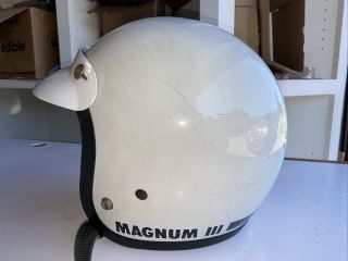Vintage 1975 Bell Magnum Iii 3 Motorcycle Car Racing Helmet 7 1/4 White