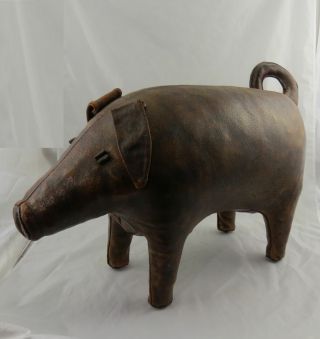 Vintage Dimitri Omersa For Abercrombie & Fitch Leather Pig Footstool England