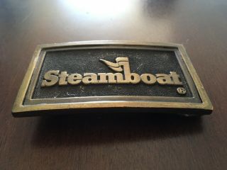 Vintage Steamboat Belt Buckle,  Unisex/universal Sized,  Brass Colored