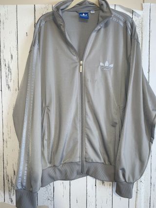 Vintage Adidas Originals Trefoil Gray Track Jacket Mens Large Long Sleeve Zip
