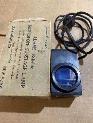 Vintage Bakelite Scopelite Microscope Substage Lamp Clay Adam 