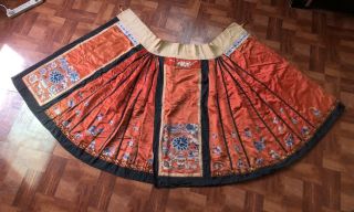 Lovely Large Antique Embroidery Chinese Silk Skirt Peking Knot Precious Objects
