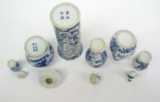 6 VARIOUS CHINESE BLUE & WHITE EXPORT PORCELAIN VASES 18th/19th century.  a/f. 4