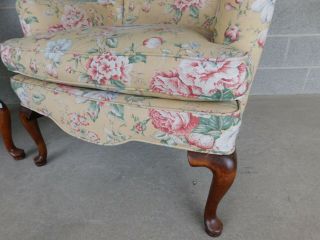 Ethan Allen Queen Anne Style Wing Back Chairs - a Pair 3