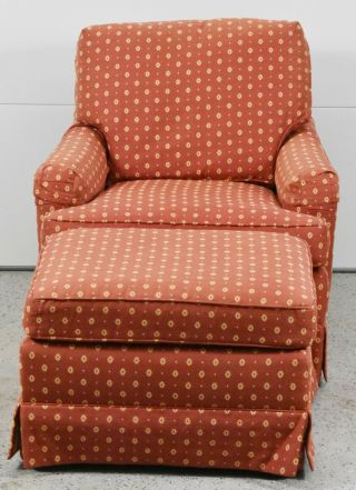 Baker Arm Chair Or Club Chair With Matching Ottoman Designer Red Upholstery