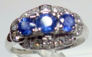 Antique Platinum.  85ctw Sapphire 1/3 Ct Diamond Ring Size 7 Appraisal 4.  4 Grams