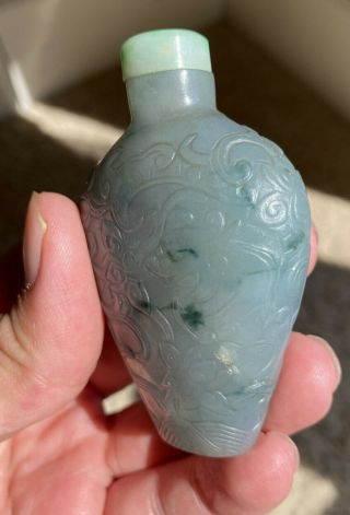 A Quality 18th/19th century Chinese jadeite snuff bottle 2