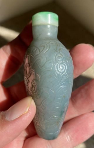 A Quality 18th/19th century Chinese jadeite snuff bottle 5