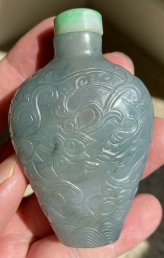 A Quality 18th/19th century Chinese jadeite snuff bottle 6