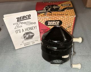 Vintage Zebco 202 Zeebee Spinning Reel Black & Instructions