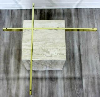 Mid - Century Modern Travertine Coffee Table by Artedi with Heavy Thick Glass Top 4