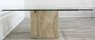 Mid - Century Modern Travertine Coffee Table by Artedi with Heavy Thick Glass Top 5