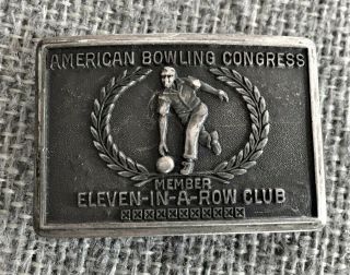 Vintage 1958 Sterling Silver Abc Eleven In A Row Belt Buckle York