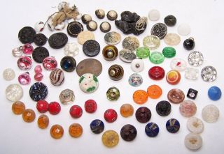 Antique And Vintage Small Glass Buttons Many Colors