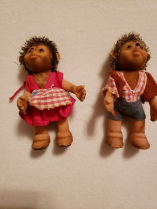Steiff Hedgehog Doll X 2 Macki Boy And Mucki Girl 1960s Vtg Neither Have Tags.