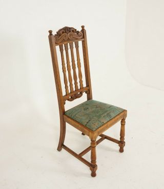 4 Antique Carved Oak Dining Chairs,  High Back Kitchen Chair,  Scotland 1920 B2346 4