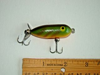 Heddon Tiny Torpedo Fishing Lure 2 " Long " Green Brown Bk Orange Belly Color "
