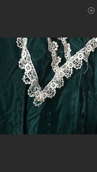 Vintage GUNNE SAX Green Velvet And Cream Lace Midi Dress 2