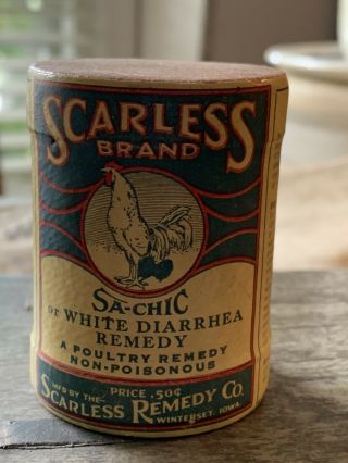 Antique Advertising Veterinary Medicine Scarless Chicken Diarrhea Remedy Nos