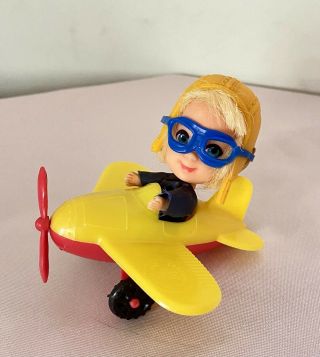 Vintage 1967 Mattel Liddle Kiddles Windy Fiddle Doll And Airplane 3514