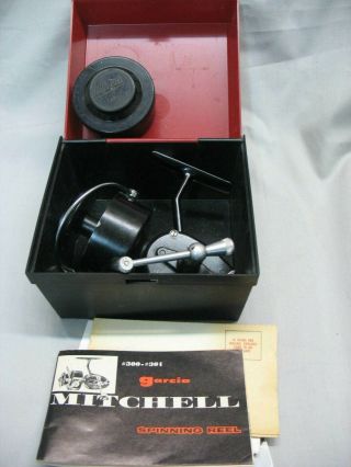 Vintage Garcia Mitchell Model 300 Spinning Reel W/ Box - Spare Spool & Catalogs