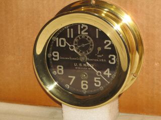 Chelsea Antique Ships Clock 4 1/2 " Dial U.  S.  Navy Deck Clock 2 1918 Ww1 Restored