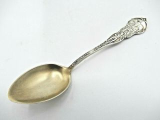 Sterling Silver Souvenir Spoon California Miner Bear Indian Gold Wash 4 "