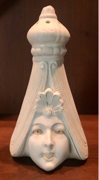 Antique Schafer Vater Art Nouveau Egyptian Lady Head 5” Hat Pin Holder.  Rare