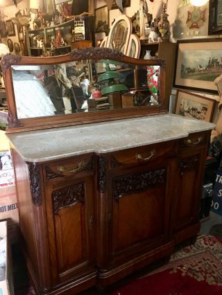Antique French Art Deco Marble Top Buffet 1930’s Ship Ok Zip ??$$