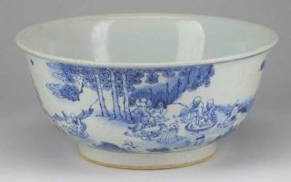 Big Ming Style China Porcelain Bowl,  Blue And White 11 " W,  Big