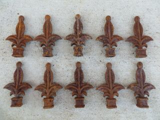 10 Cast Wrought Iron Finial Spears 1/2 " Ornamental Fence Toppers Antique ?