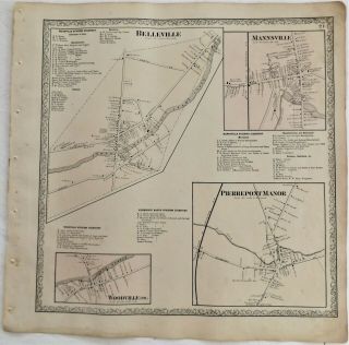 1861 Ny Atlas Map Mannsville Belleville Woodville Pierpont Manor